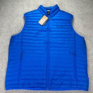 Eddie Bauer Mens Down Vest Blue 650 Fill Puffer Sleeveless Puffer Jacket XL New